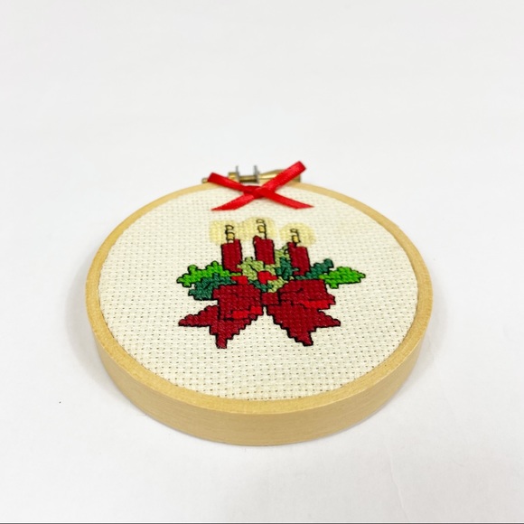 handmade Needlework Embroidery Hoop Frame Christmas Decor Vintage - Picture 5 of 6